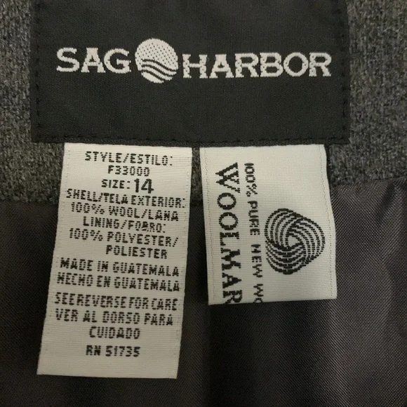 Sag Harbor 100% Wool Heathers Charcoal One Button Blazer Jacket Size 14 - Picture 2 of 5